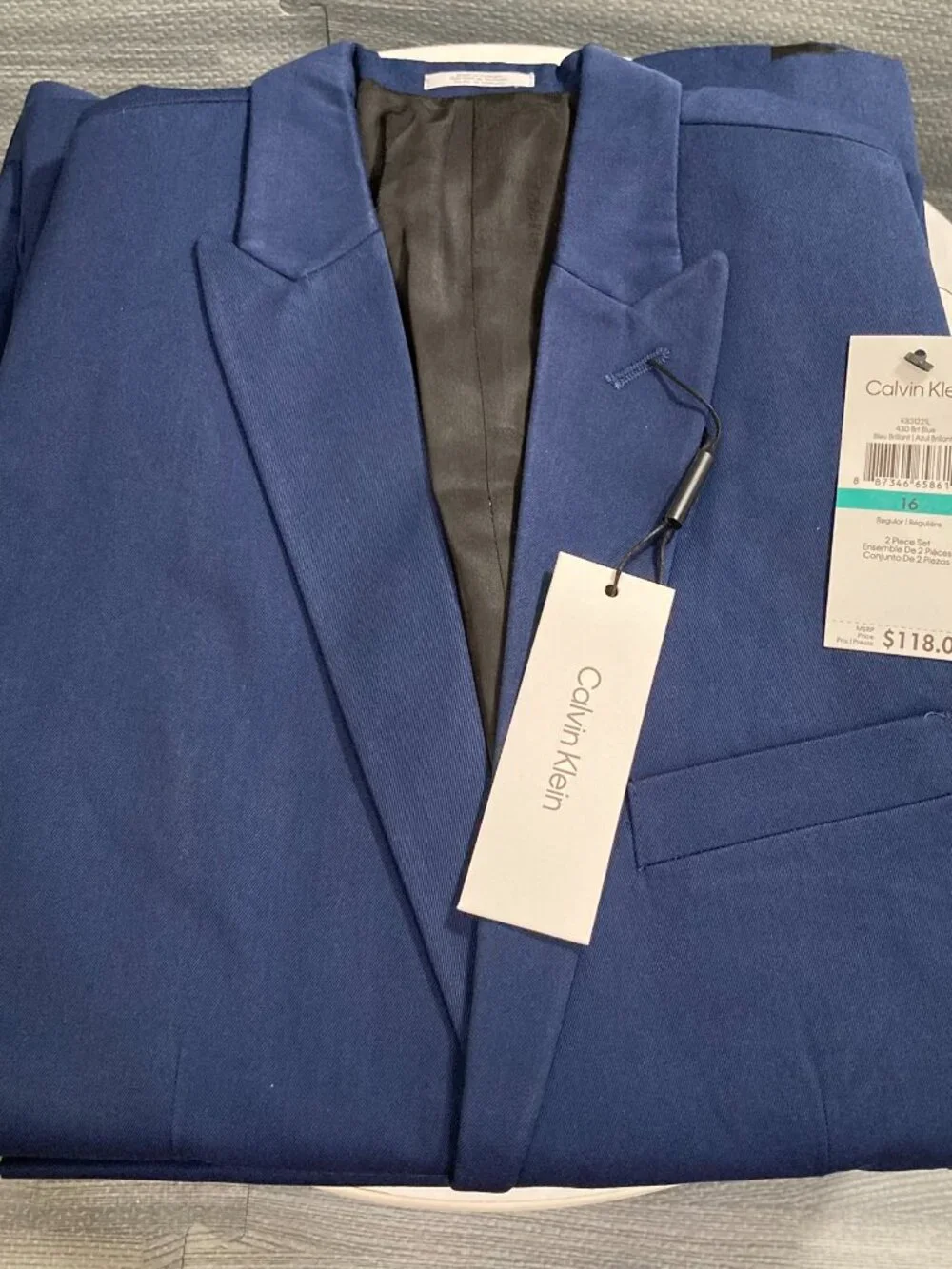 Calvin Klein 2-piece Formal Suit Set Boys 16 Regular Jacket and Dress Pants Blue